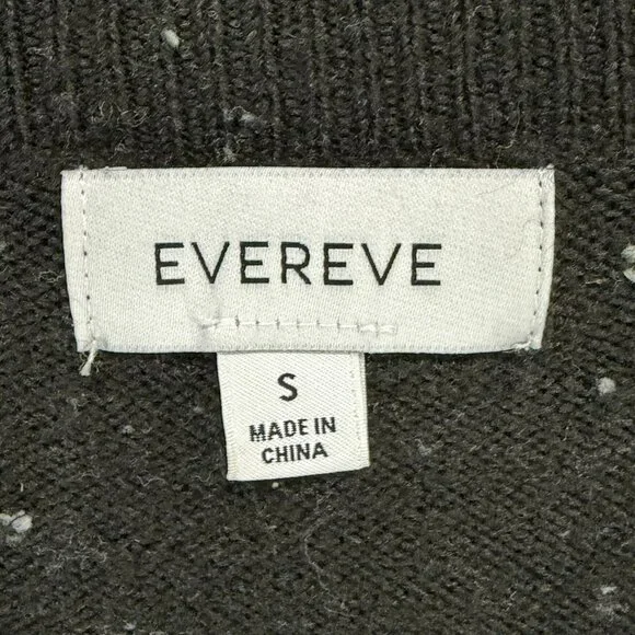 Evereve Harlow Knit Sweater S Black Speckled V Neck Drop Shoulder Pullover Cozy - Picture 10 of 12